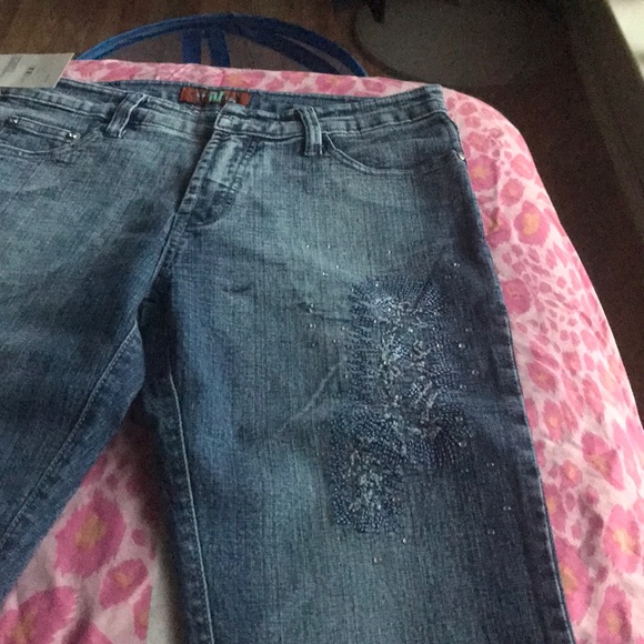 Awesome Bling jeweled Silver KISS boot cut jeans!! - Picture 5 of 8